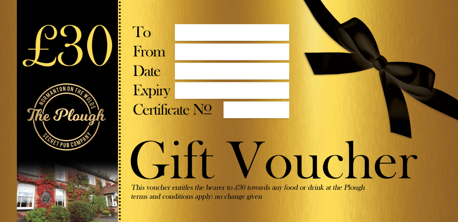 Gift Voucher The Plough Normanton on The Wolds New Pub Nottingham