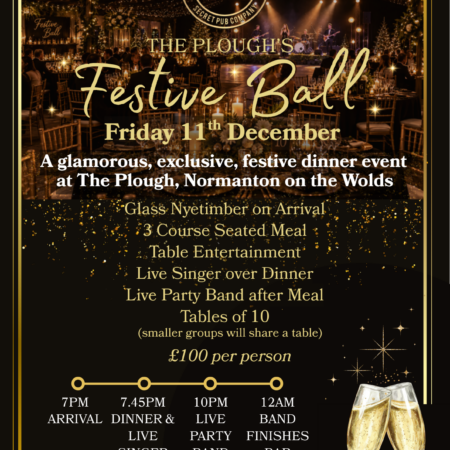 The Plough's Festive Ball poster: Friday 11 December 2026, 7pm, £100 per person